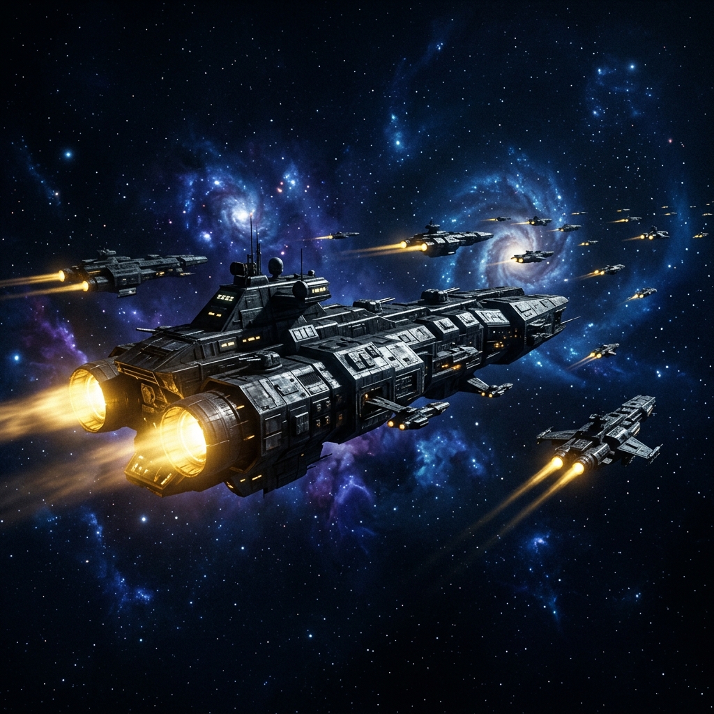 Space fleet in deep space